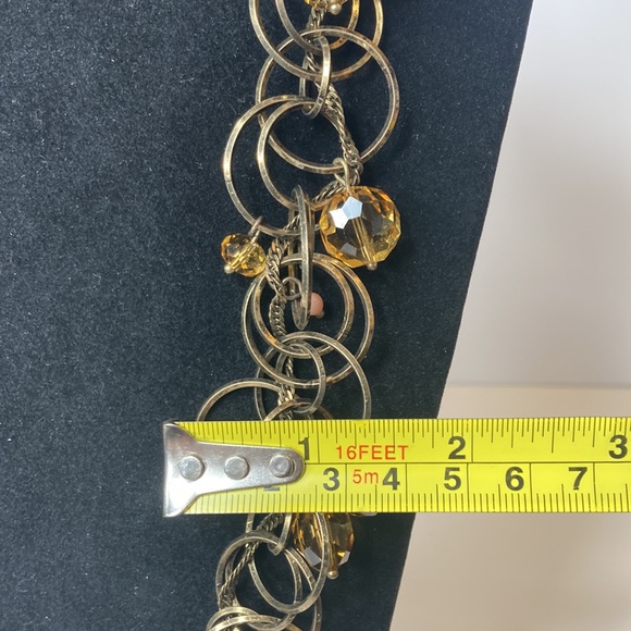 33" Long Talbots Dark Yellow Beaded and Hoop Chain Necklace - Picture 6 of 13